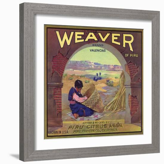 Weaver Brand - Piru, California - Citrus Crate Label-Lantern Press-Framed Art Print