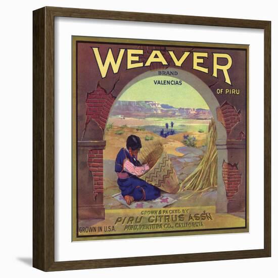Weaver Brand - Piru, California - Citrus Crate Label-Lantern Press-Framed Art Print