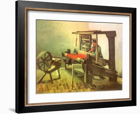 Weaver Facing Left, with Spinning Wheel, 1884-Vincent van Gogh-Framed Giclee Print