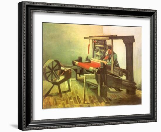 Weaver Facing Left, with Spinning Wheel, 1884-Vincent van Gogh-Framed Giclee Print