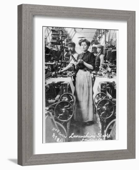 Weaver in a Lancashire Cotton Mill-null-Framed Photographic Print