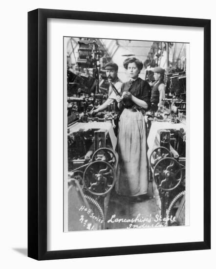 Weaver in a Lancashire Cotton Mill-null-Framed Photographic Print