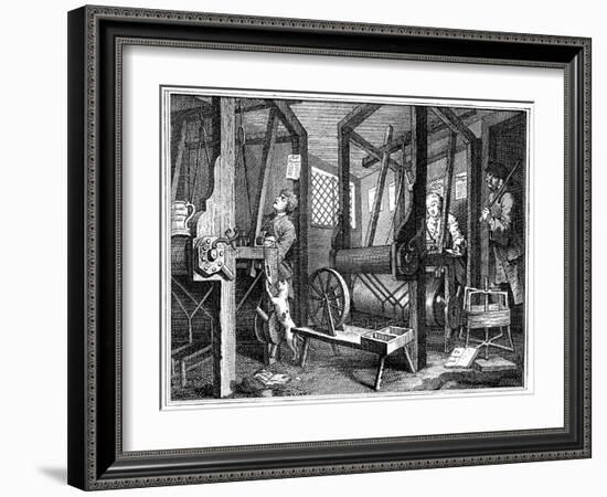 Weaving at Spitalfields, London, 1747-William Hogarth-Framed Giclee Print