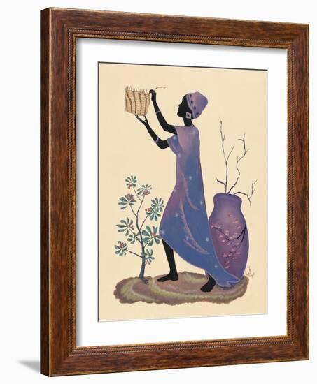 Weaving Basket - Purple Dress-Judy Mastrangelo-Framed Giclee Print