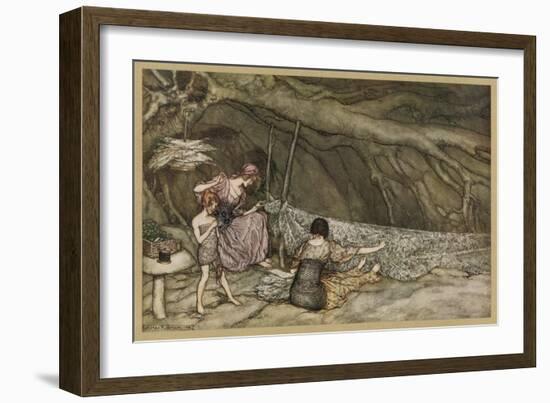 Weaving Curtains-Arthur Rackham-Framed Art Print