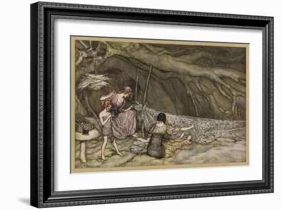 Weaving Curtains-Arthur Rackham-Framed Art Print