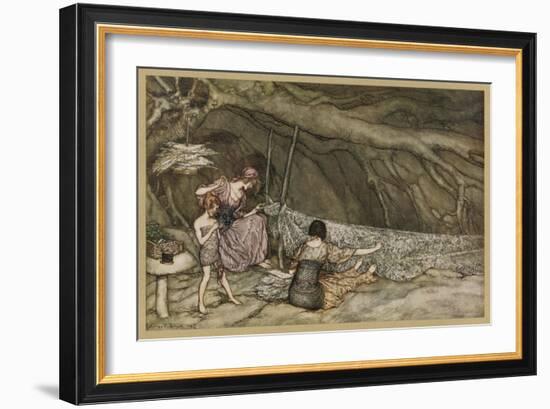 Weaving Curtains-Arthur Rackham-Framed Art Print