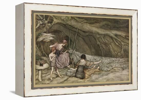 Weaving Curtains-Arthur Rackham-Framed Stretched Canvas