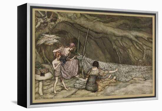 Weaving Curtains-Arthur Rackham-Framed Stretched Canvas