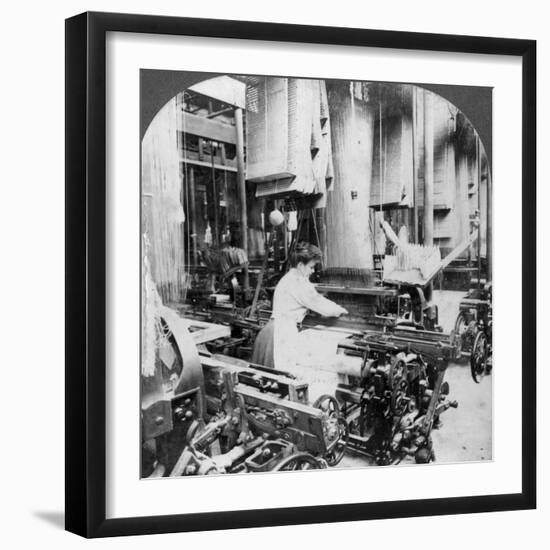 Weaving Linen Fabric, Montreal, Canada, Early 20th Century-null-Framed Photographic Print