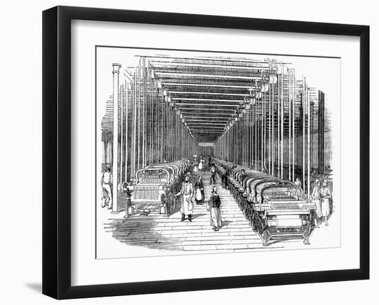 Weaving Shed Fitted with Rows of Power Looms Driven by Belt and Shafting, C1840-null-Framed Giclee Print