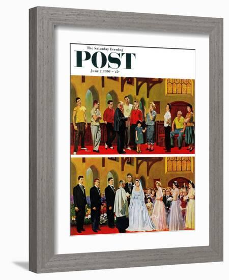 "Wedding and Rehearsal" Saturday Evening Post Cover, June 2, 1956-Earl Mayan-Framed Giclee Print