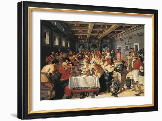 Wedding at Cana, Attributed to Michael Damaskenos-null-Framed Giclee Print