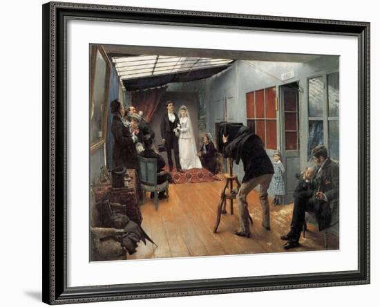 Wedding at the Photographer'S, 1878-1879-Pascal Adolphe Jean Dagnan-Bouveret-Framed Giclee Print