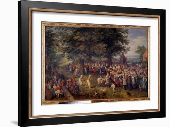 Wedding Banquet Scene Wedding Dinner in a Village, 17Th Century (Oil on Canvas)-Jan the Elder Brueghel-Framed Giclee Print