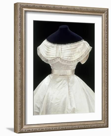 Wedding Bodice in Ivory Silk Satin Trimmed with Lace, c.1865-null-Framed Giclee Print