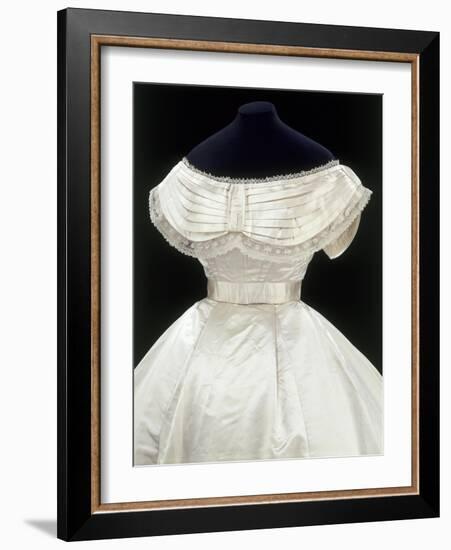 Wedding Bodice in Ivory Silk Satin Trimmed with Lace, c.1865-null-Framed Giclee Print