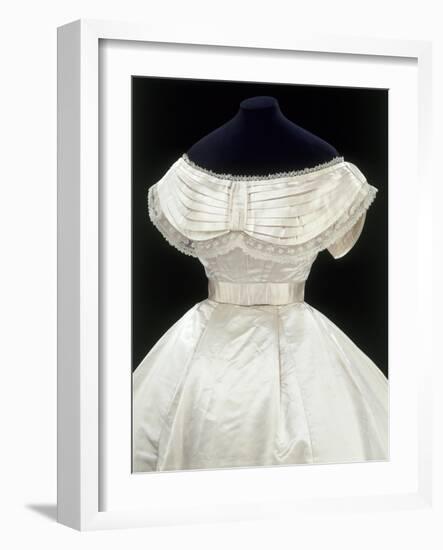 Wedding Bodice in Ivory Silk Satin Trimmed with Lace, c.1865-null-Framed Giclee Print