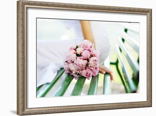 Wedding Bouquet of White Peonies-tanialerro-Framed Photographic Print