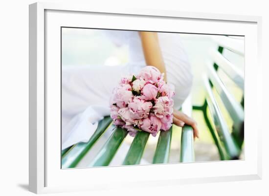 Wedding Bouquet of White Peonies-tanialerro-Framed Photographic Print