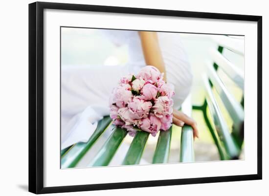 Wedding Bouquet of White Peonies-tanialerro-Framed Photographic Print