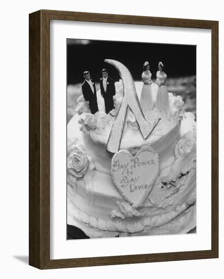 Wedding Cake Adorned with Homosexual Couples, Protesting New York City's Refusal to Wed Homosexuals-Grey Villet-Framed Photographic Print