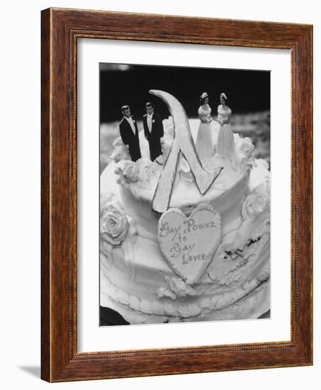 Wedding Cake Adorned with Homosexual Couples, Protesting New York City's Refusal to Wed Homosexuals-Grey Villet-Framed Photographic Print