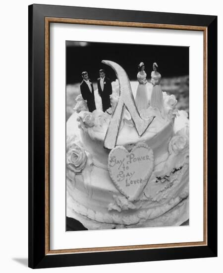 Wedding Cake Adorned with Homosexual Couples, Protesting New York City's Refusal to Wed Homosexuals-Grey Villet-Framed Photographic Print