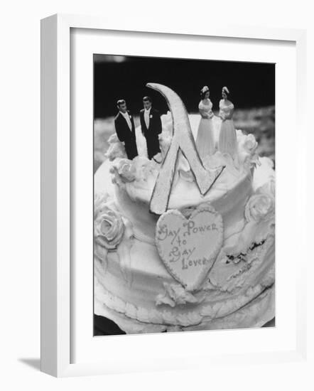 Wedding Cake Adorned with Homosexual Couples, Protesting New York City's Refusal to Wed Homosexuals-Grey Villet-Framed Photographic Print