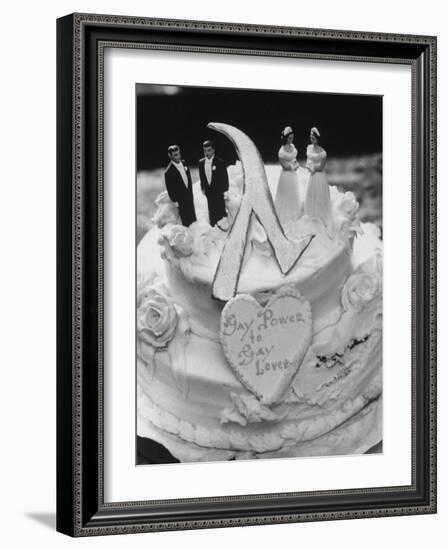 Wedding Cake Adorned with Homosexual Couples, Protesting New York City's Refusal to Wed Homosexuals-Grey Villet-Framed Photographic Print