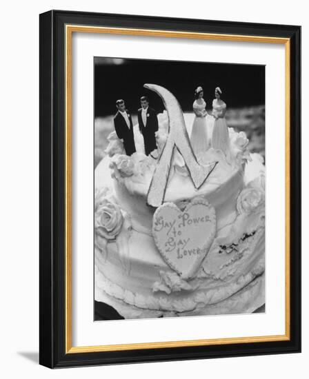 Wedding Cake Adorned with Homosexual Couples, Protesting New York City's Refusal to Wed Homosexuals-Grey Villet-Framed Photographic Print