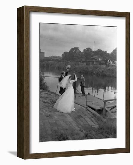 Wedding Couple Crossing the River Don, Mexborough, South Yorkshire, 1961-Michael Walters-Framed Photographic Print