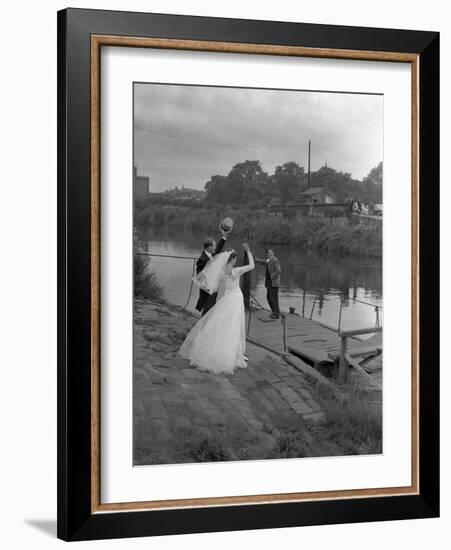 Wedding Couple Crossing the River Don, Mexborough, South Yorkshire, 1961-Michael Walters-Framed Photographic Print