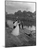 Wedding Couple Crossing the River Don, Mexborough, South Yorkshire, 1961-Michael Walters-Mounted Photographic Print
