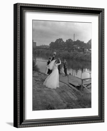 Wedding Couple Crossing the River Don, Mexborough, South Yorkshire, 1961-Michael Walters-Framed Photographic Print