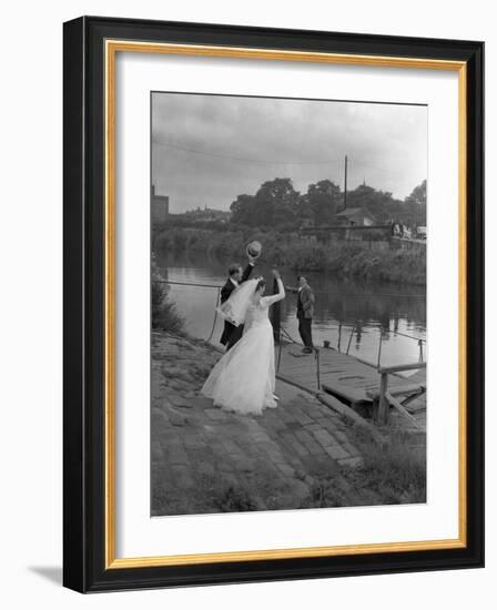 Wedding Couple Crossing the River Don, Mexborough, South Yorkshire, 1961-Michael Walters-Framed Photographic Print