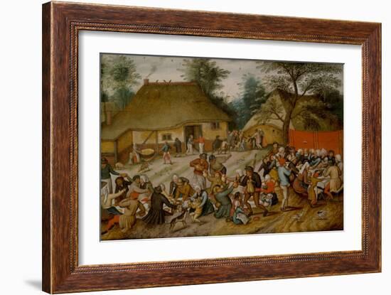 Wedding Feast in the Open Air, 16Th-17Th Century (Oil on Panel)-Pieter the Younger Brueghel-Framed Giclee Print