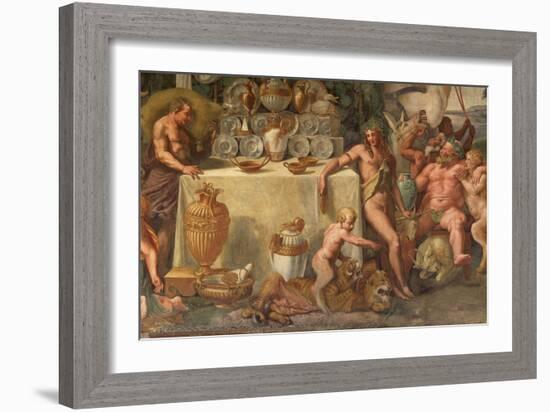 Wedding Feast of Cupid and Psyche, Detail-Giulio Romano-Framed Giclee Print