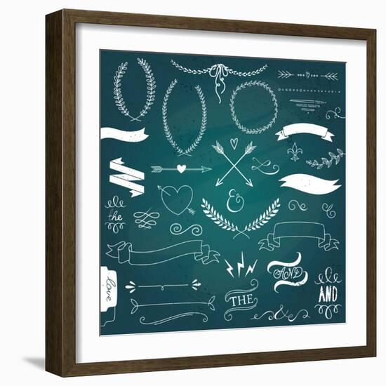 Wedding Graphic Set, Arrows, Hearts, Laurel, Wreaths, Ribbons and Labels-Alisa Foytik-Framed Art Print