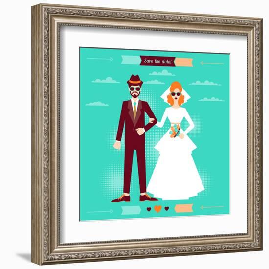 Wedding Invitation Card Template in Retro Style-incomible-Framed Art Print