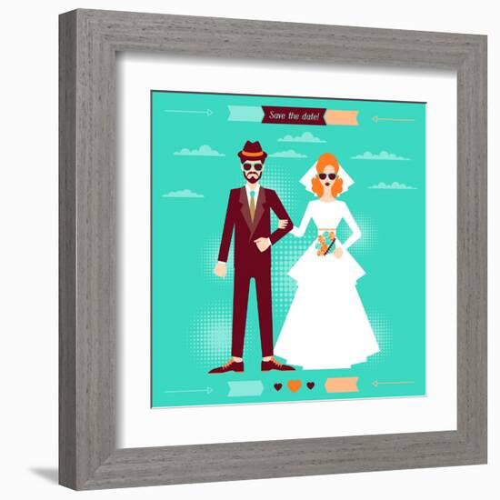 Wedding Invitation Card Template in Retro Style-incomible-Framed Art Print