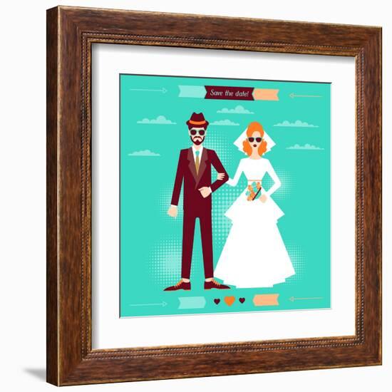 Wedding Invitation Card Template in Retro Style-incomible-Framed Art Print