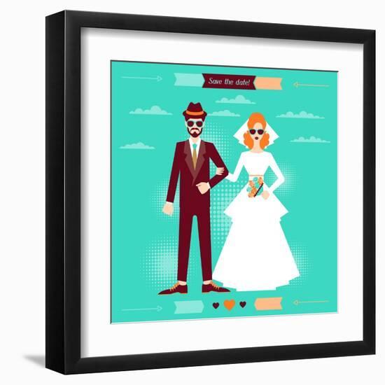 Wedding Invitation Card Template in Retro Style-incomible-Framed Art Print