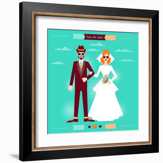 Wedding Invitation Card Template in Retro Style-incomible-Framed Art Print