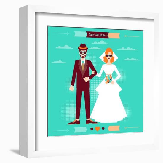 Wedding Invitation Card Template in Retro Style-incomible-Framed Art Print