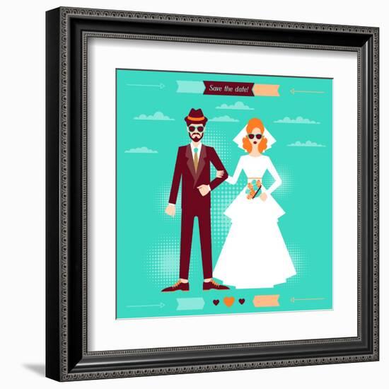 Wedding Invitation Card Template in Retro Style-incomible-Framed Art Print