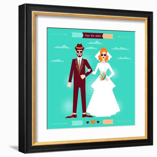 Wedding Invitation Card Template in Retro Style-incomible-Framed Art Print