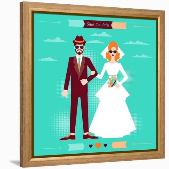 Wedding Invitation Card Template in Retro Style-incomible-Framed Stretched Canvas