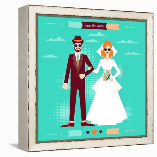 Wedding Invitation Card Template in Retro Style-incomible-Framed Stretched Canvas