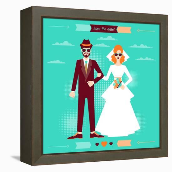 Wedding Invitation Card Template in Retro Style-incomible-Framed Stretched Canvas